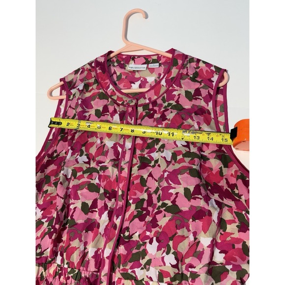 Liz Claiborne Pink Floral Blouson Midi Dress Sleeveless Button Front Boho Chic L - Picture 5 of 8